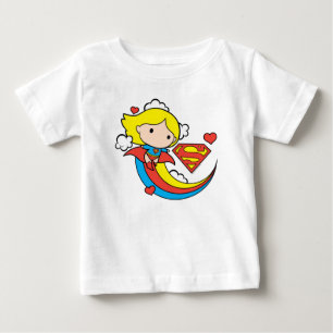 T-shirt Pour Bébé Chibi Supergirl volant arc-en-ciel