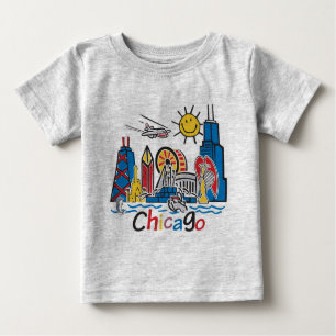 T-shirt Pour Bébé Chicago Kids Skyline