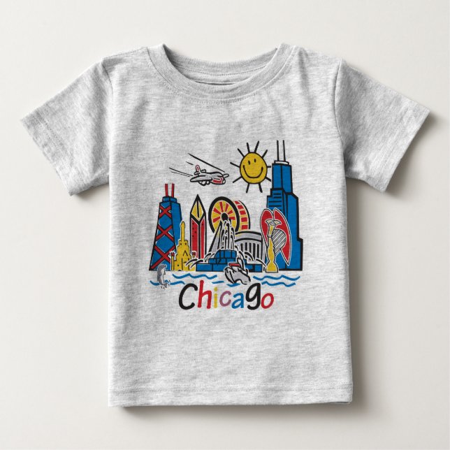 T-shirt Pour Bébé Chicago Kids Skyline (Devant)