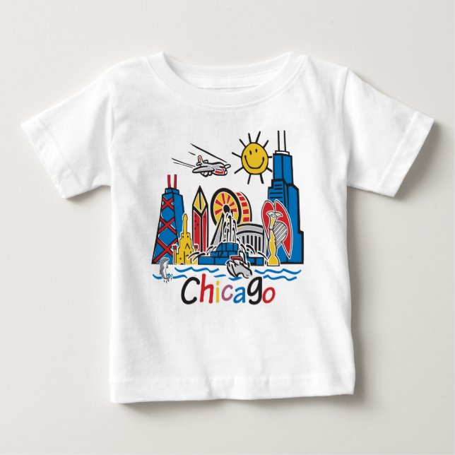 T-shirt Pour Bébé Chicago Kids Skyline (Devant)