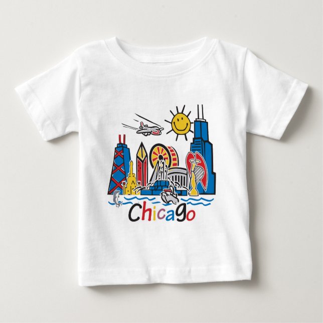 T-shirt Pour Bébé Chicago Kids Skyline (Devant)