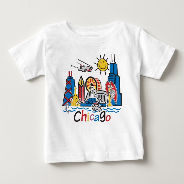 T-shirt Pour Bébé Chicago Kids Skyline (Devant)