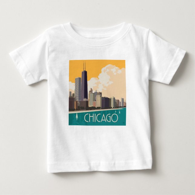 T-shirt Pour Bébé Chicago | Skyline moderne (Devant)