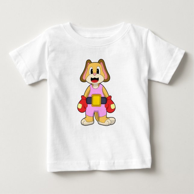T-shirt Pour Bébé Chien à la boxe avec gants de boxe (Devant)