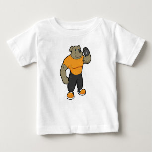 T-shirt Pour Bébé Chien à la condition physique avec Dumbbell