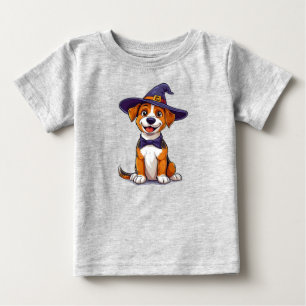 T-shirt Pour Bébé Chien adorable portant un chapeau de magicien viol