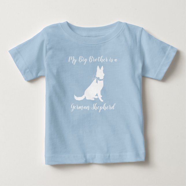 T-shirt Pour Bébé Chien allemand Baby shower bleu garçon (Devant)