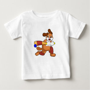 T-shirt Pour Bébé Chien au cricket avec batte de cricket
