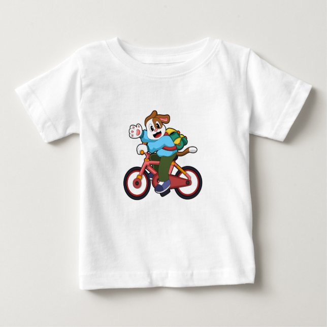 T-shirt Pour Bébé Chien avec bicyclette (Devant)