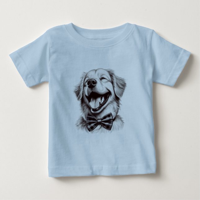 T-shirt Pour Bébé chien avec cravate arc rire (Devant)