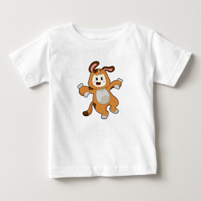 T-shirt Pour Bébé Chien avec os comme lapin (Devant)