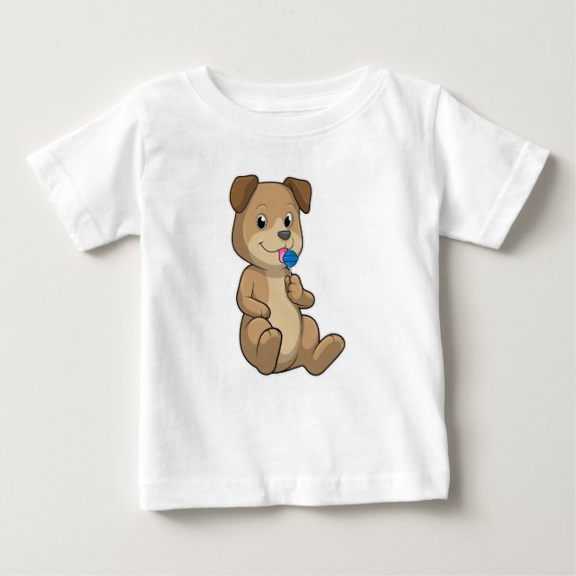 T-shirt Pour Bébé Chien avec sucré Lollipop (Devant)