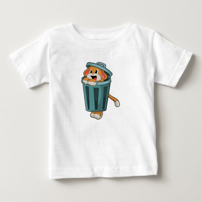 T-shirt Pour Bébé Chien avec Trashcan (Devant)