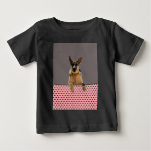 T-shirt Pour Bébé Chien berger allemand Pois roses