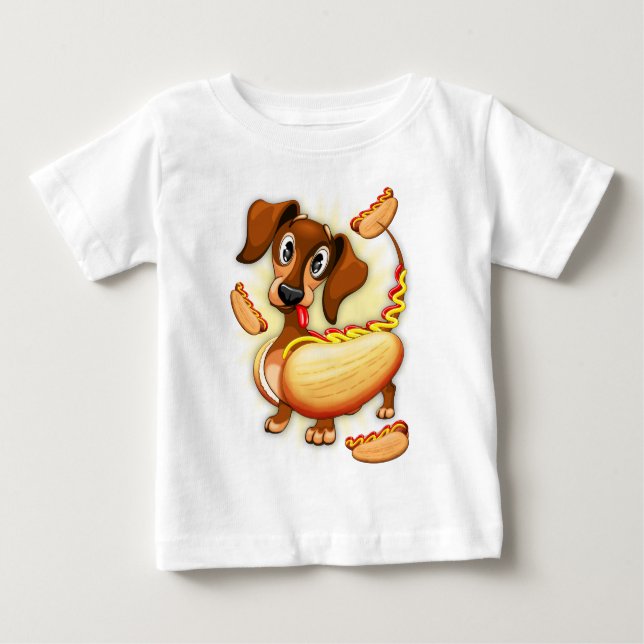 T-shirt Pour Bébé Chien chaud Dachshund (Devant)