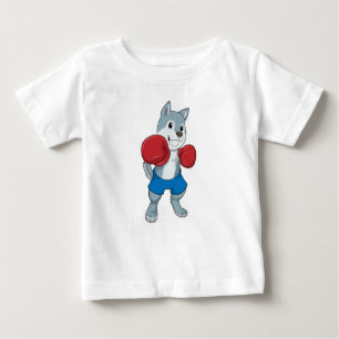 T-shirt Pour Bébé Chien comme boîte avec gants de boxe