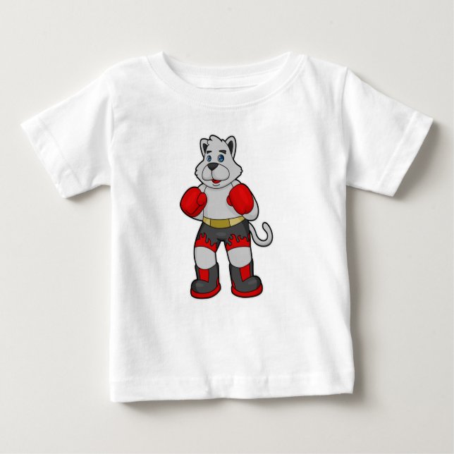 T-shirt Pour Bébé Chien comme boîte avec gants de boxe (Devant)