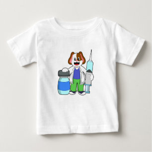 T-shirt Pour Bébé Chien comme docteur avec seringue