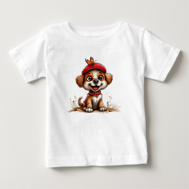 T-shirt Pour Bébé Chien de dessin animé mignon (Devant)