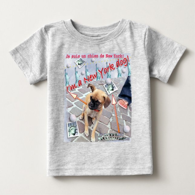 T-shirt Pour Bébé Chien de New York (Devant)