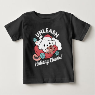 T-shirt Pour Bébé Chien de Noël à Santa Hat - Jour de Noël pour Anim