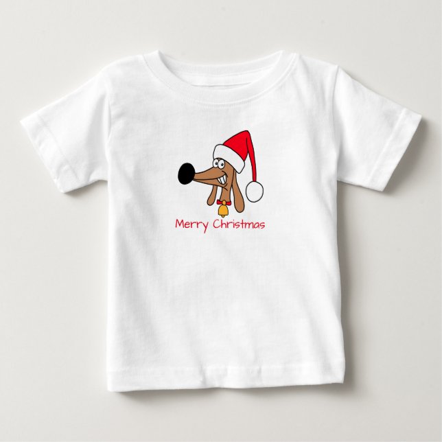 T-shirt Pour Bébé Chien de Noël Festif (Devant)