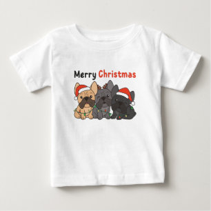 T-shirt Pour Bébé Chien de Noël français Animaux de Noël Chiens mign