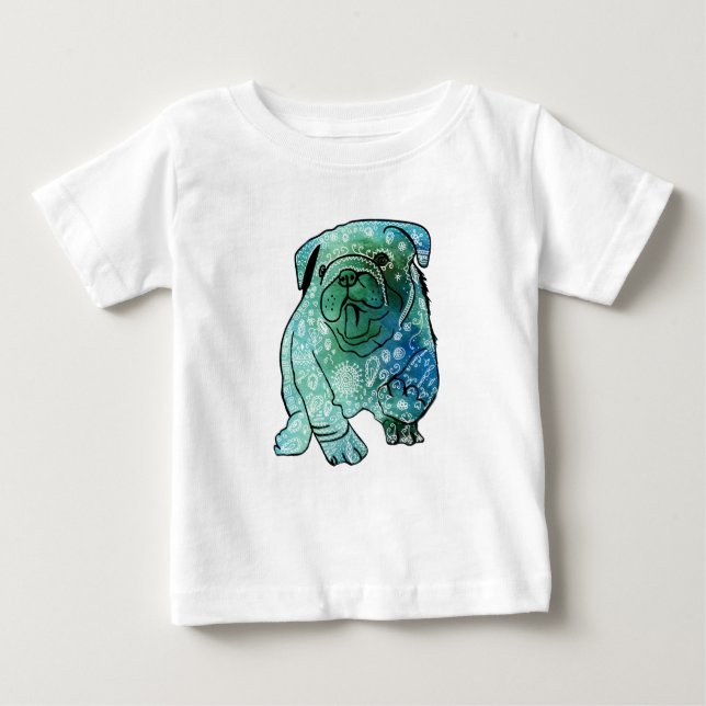 T-shirt Pour Bébé Chien de taule français Mandala Baby Fine Jersey T (Devant)