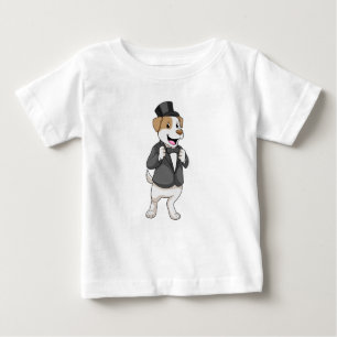 T-shirt Pour Bébé Chien en chambre avec ruban