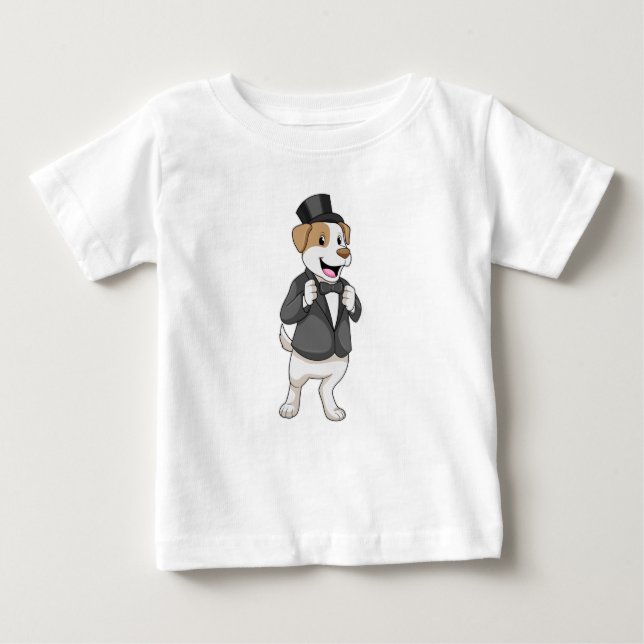 T-shirt Pour Bébé Chien en chambre avec ruban (Devant)