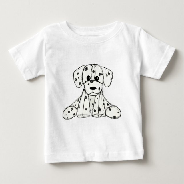 T-shirt Pour Bébé Chien en dalmate dessin simple noir (Devant)