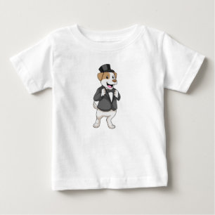 T-shirt Pour Bébé Chien en marié avec ruban
