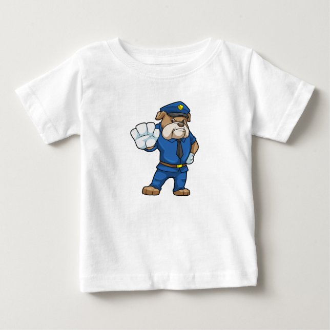 T-shirt Pour Bébé Chien en policier avec uniforme (Devant)