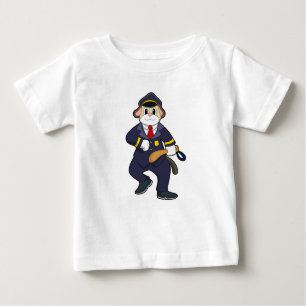 T-shirt Pour Bébé Chien en policier avec uniforme de police