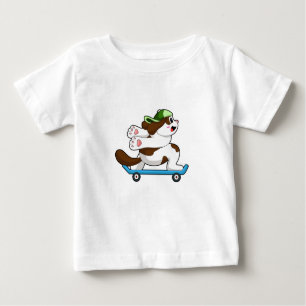 T-shirt Pour Bébé Chien en Skate avec Skateboard