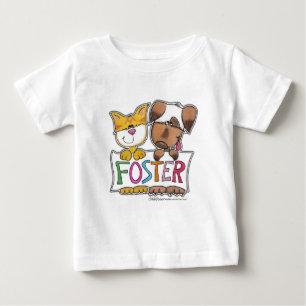 T-shirt Pour Bébé Chien et chat tiennent une bannière FOSTER
