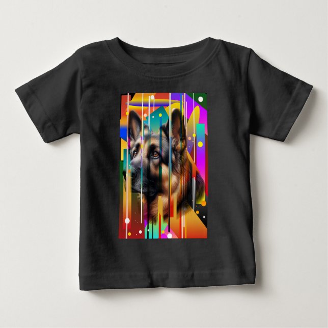 T-shirt Pour Bébé Chien Géométrique Moderne   (Devant)
