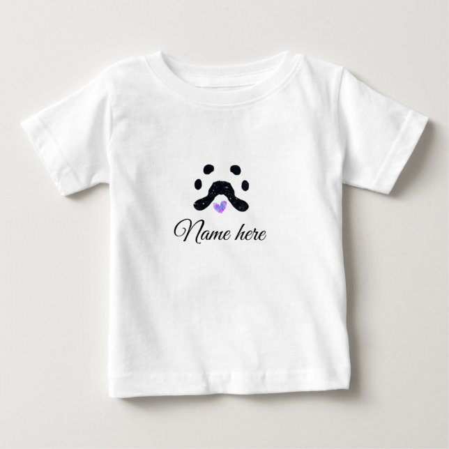 T-shirt Pour Bébé Chien patte noir animal ajouter nom texte animal p (Devant)
