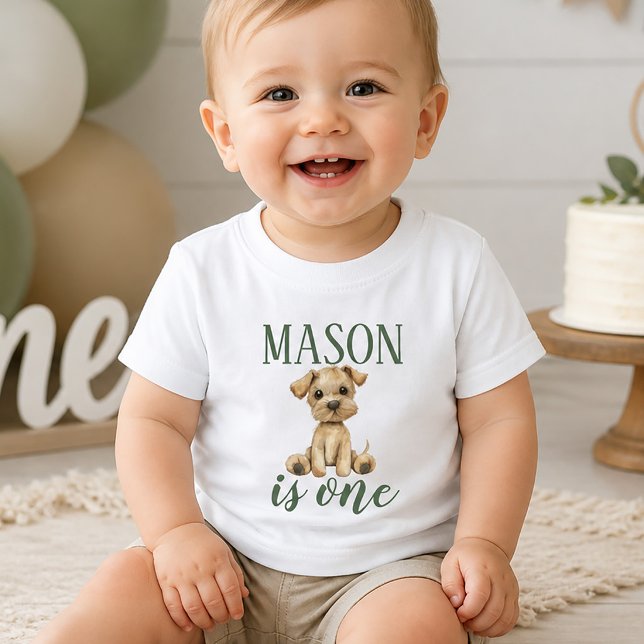 T-shirt Pour Bébé Chien pour le premier anniversaire (First Birthday Puppy Dog Baby T-Shirt)