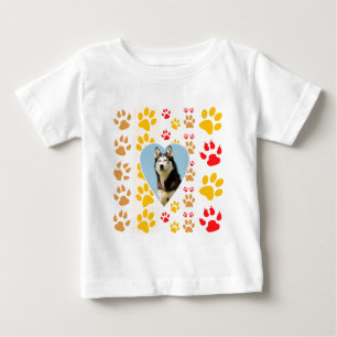 T-shirt Pour Bébé Chien sibérien - pattes cardiaques Imprimer