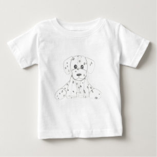 T-shirt Pour Bébé chien simple doodle enfants noir blanc dalmate