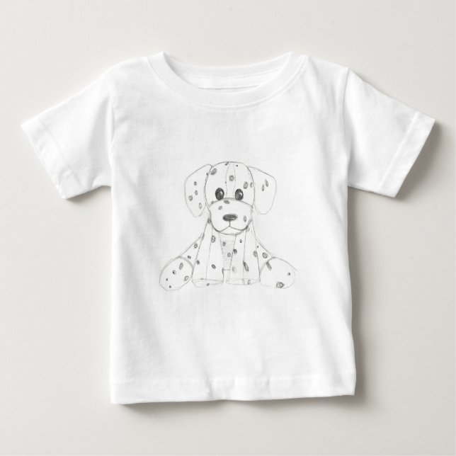 T-shirt Pour Bébé chien simple doodle enfants noir blanc dalmate (Devant)