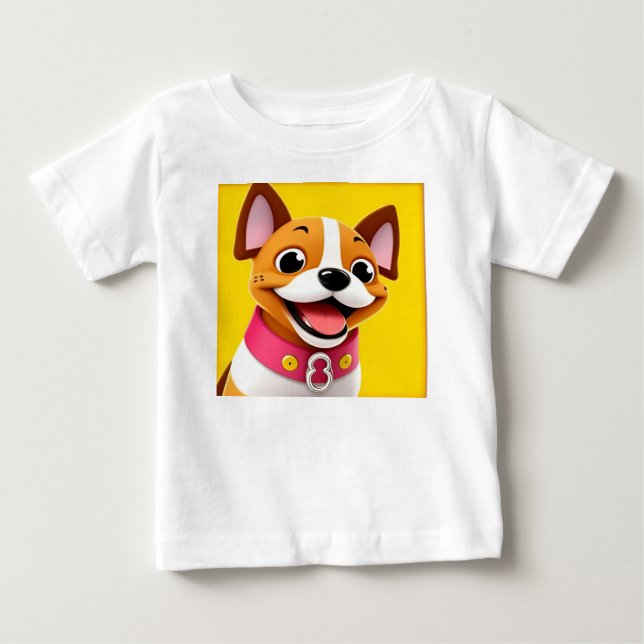 T-shirt Pour Bébé Chien souriant avec collier (Devant)
