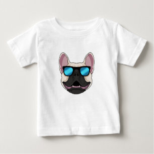 T-shirt Pour Bébé Chien-taureaux français avec lunettes de soleil