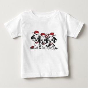 T-shirt Pour Bébé Chiens Dalmatiens de Noël