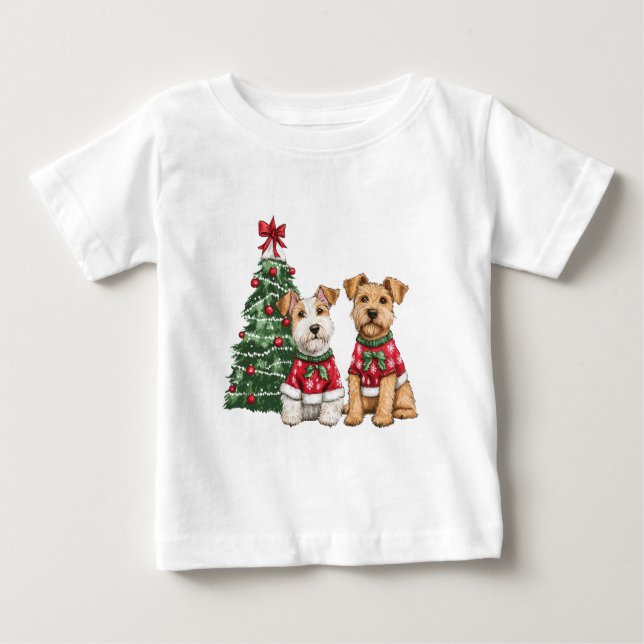 T-shirt Pour Bébé Chiens de Noël Welsh Wire Fox Terrier (Devant)