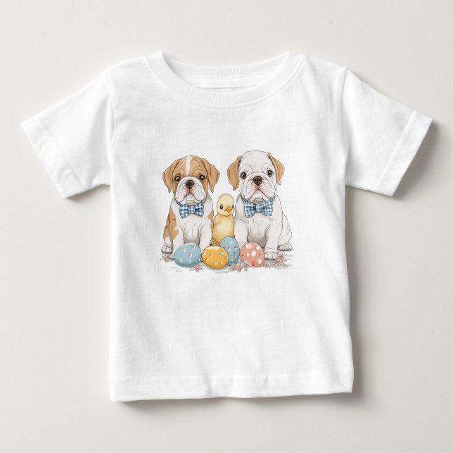 T-shirt Pour Bébé Chiens de Pâques (Devant)