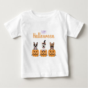 T-shirt Pour Bébé Chiens de taureaux français heureux Halloween