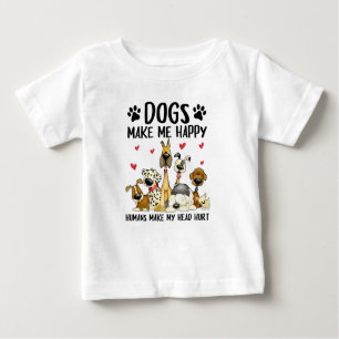 T-shirt Pour Bébé Chiens Me Rendre Heureux Humains Mignons Chien