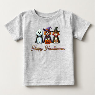 T-shirt Pour Bébé Chiens mignons comme fantôme, sorcière et vampire